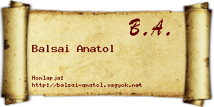 Balsai Anatol névjegykártya